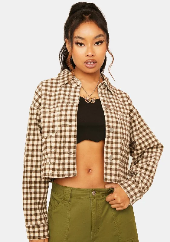 Women's Clothing Outfit Set Catch Every Fashion Trend Don't Push Me Gingham Jacket