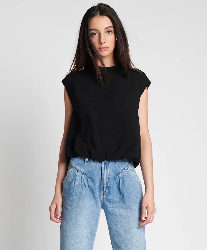 Affordable Women's Clothes Enjoy Discount BLACK CREPE BUBBLE TOP