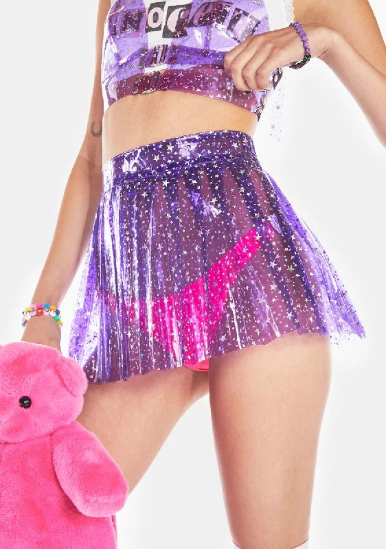 Women's Fashion-Forward Apparel Chic & Cozy Collection Violet Chasing Starlight Vinyl Skirt