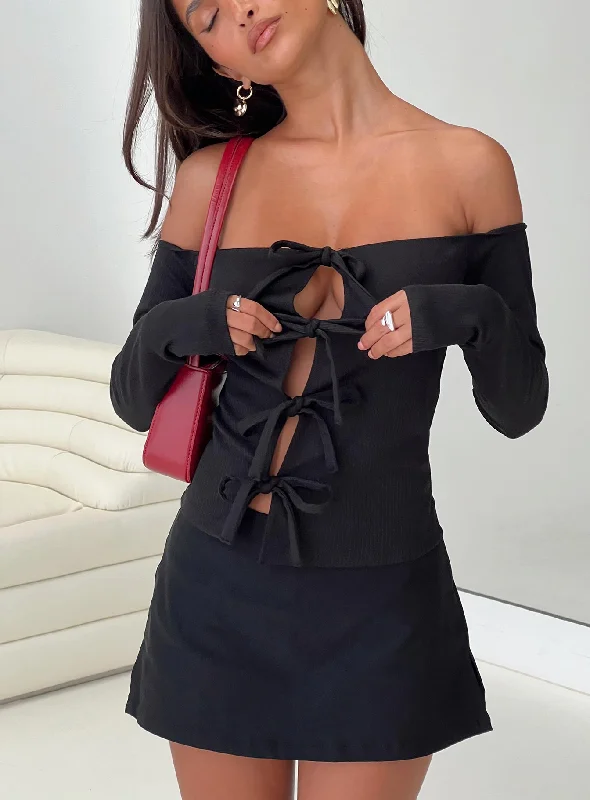 Women's Elegant Evening Attire Limited Stock, Big Discounts Wish You The Best Off Shoulder Bow Detail Top Black