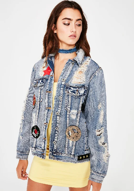 Stylish And Comfortable Clothing For Women Chic And Trendy Patch Kid Denim Jacket