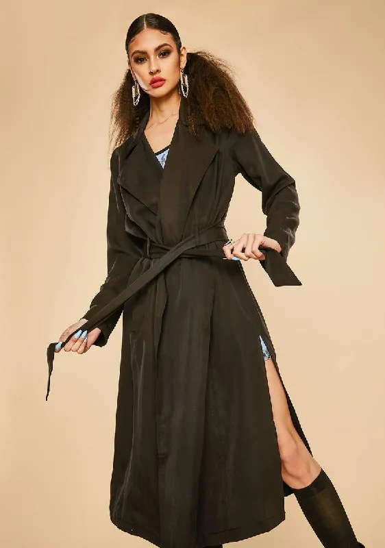 Women's Elegant Clothing Sets Flash Sales Slick Attitude Twill Trench Coat