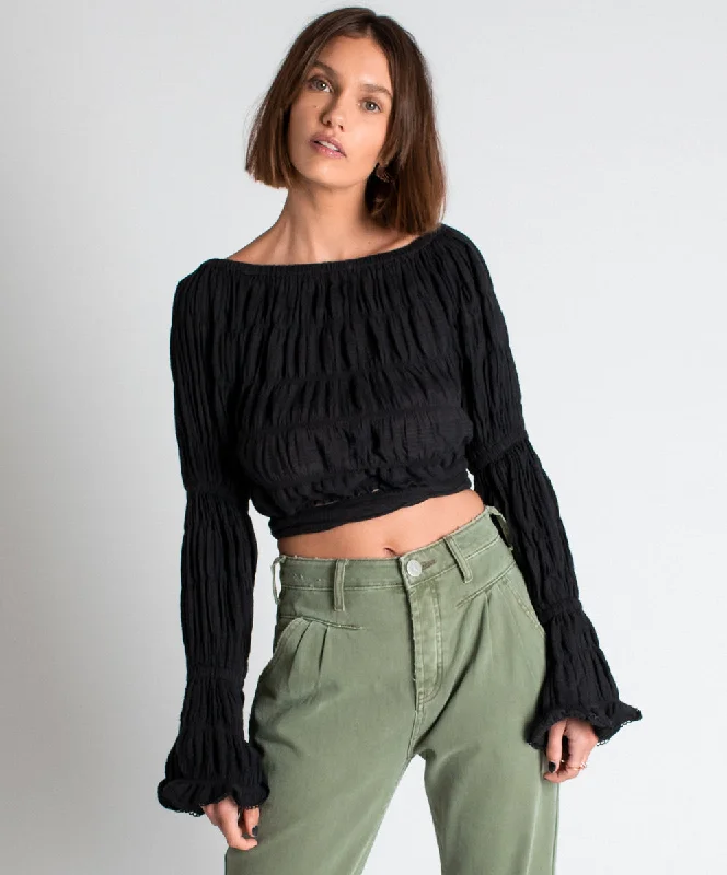 Women's Fashion-Forward Apparel Effortless Style, Endless Impact BLACK SUMMER NIGHTS CROP