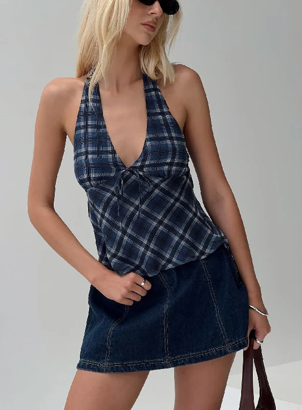 Affordable Luxury Women's Apparel Cool Prices Amalthea Top Blue Check