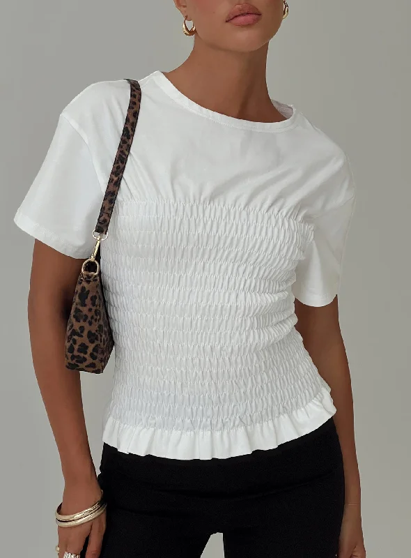 Women's Functional Outdoor Garments Hot Styles Maybe Tomorrow Ruched Top White