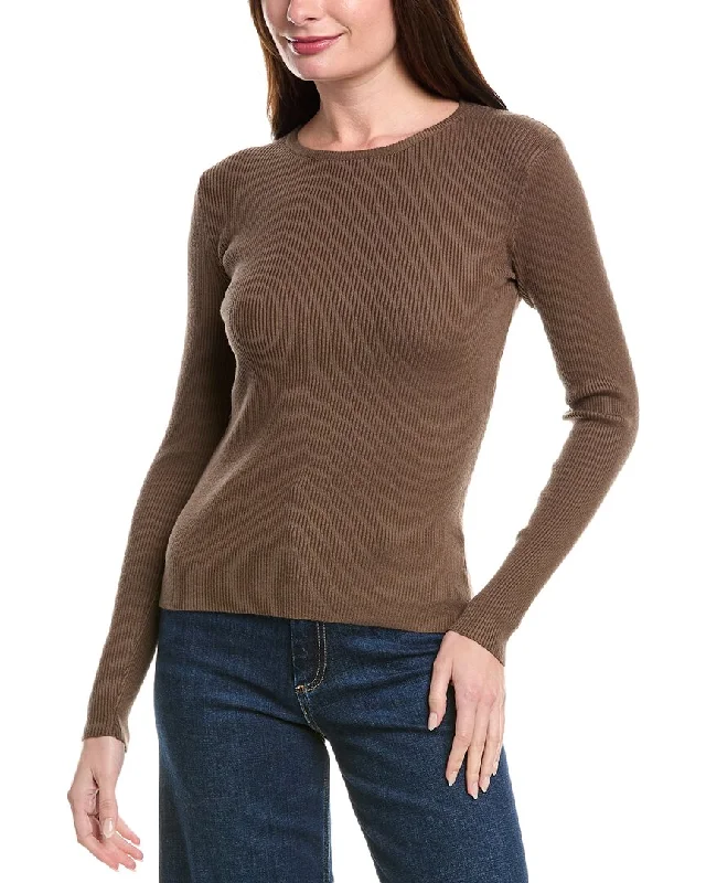 Women's Elegant Formal Outfit Relaxed Style POINT Rib Sweater