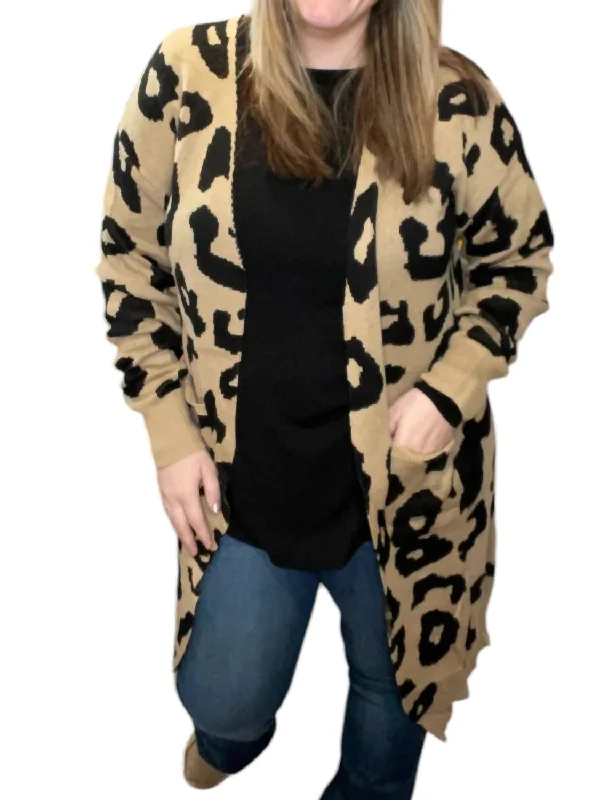 Women's Casual Attire Low Price Special Leopard Cardigan In Taupe