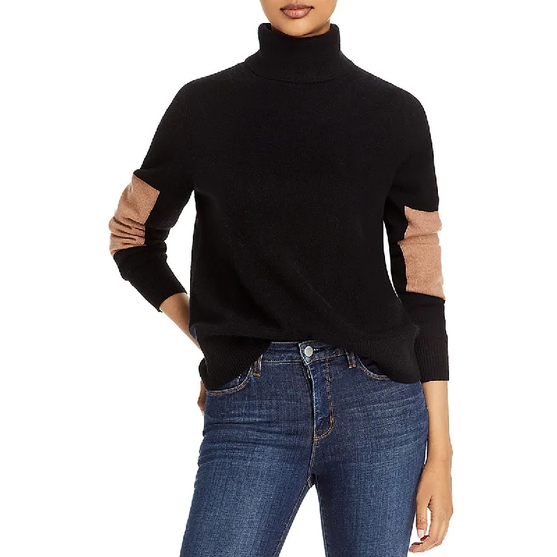 Stylish Women's Apparel Summer Deals Womens Cashmere Color Block Mock Turtleneck Sweater