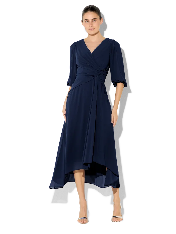 Women's Romantic Outfit Seasonal Clearance Jones Navy Chiffon Dress