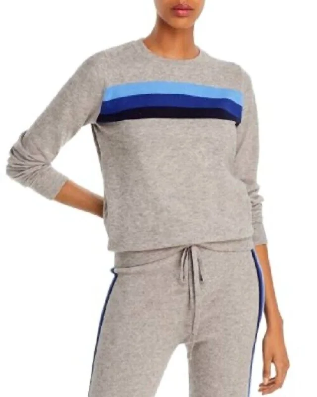 Women's Travel Outfit Set Fashion Sale X Madeleine Thompson Striped Crewneck Sweater In Gray