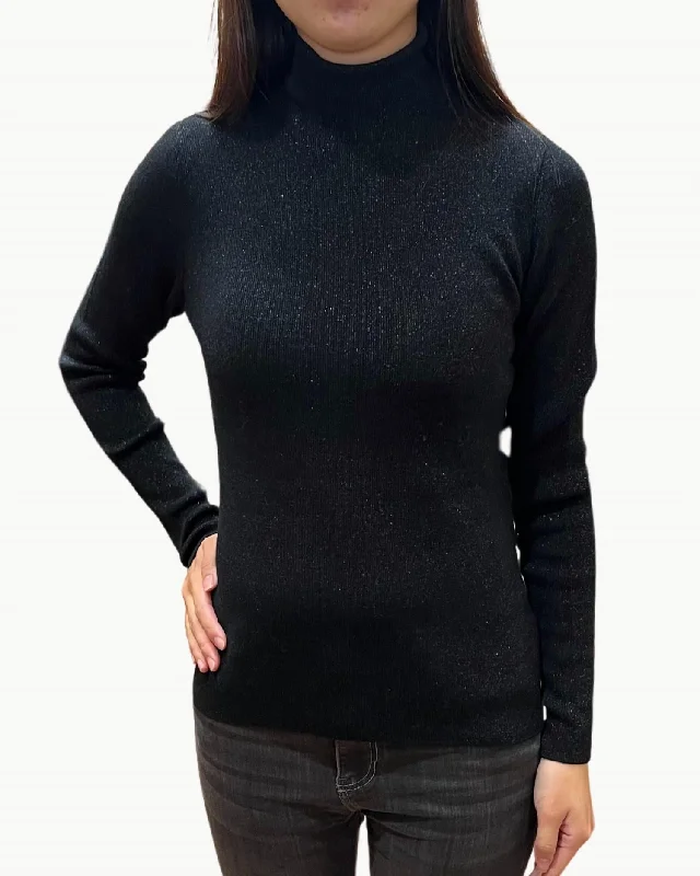 Women's Casual Outfit Retro Style Promotions Myure Knit Pullover Sweater In Black