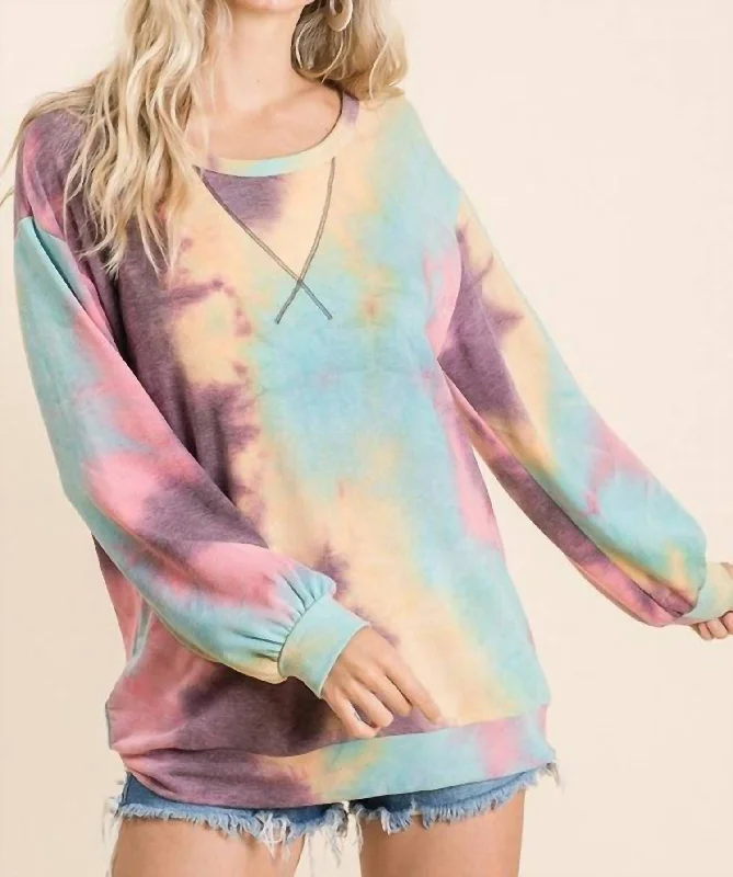 Women's Evening Outfit Smart Casual Deals Tie Dye Pullover In Multi