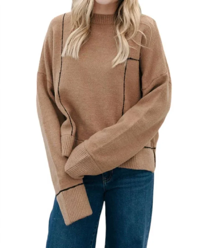 Women's Versatile Apparel Discover Now Grid Pattern Sweater In Mocha