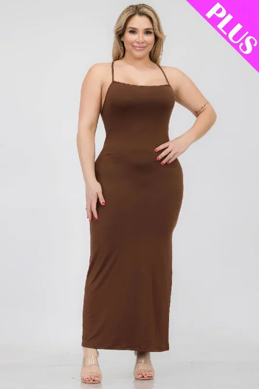 Women's Clothing For Special Occasions Glamorous Fashion Offers Plus Size Crisscross Back Split Thigh Maxi Dress