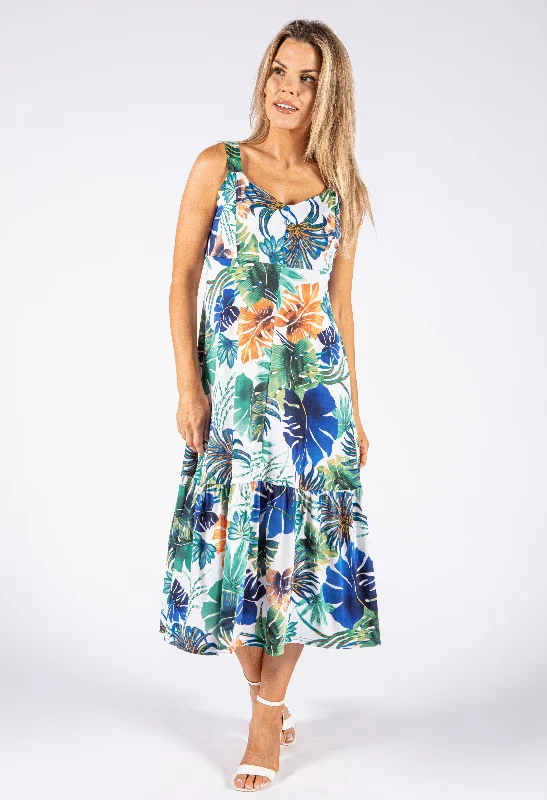 Women's Clothing Premium Fashion Tropical Print Sleeveless Dress