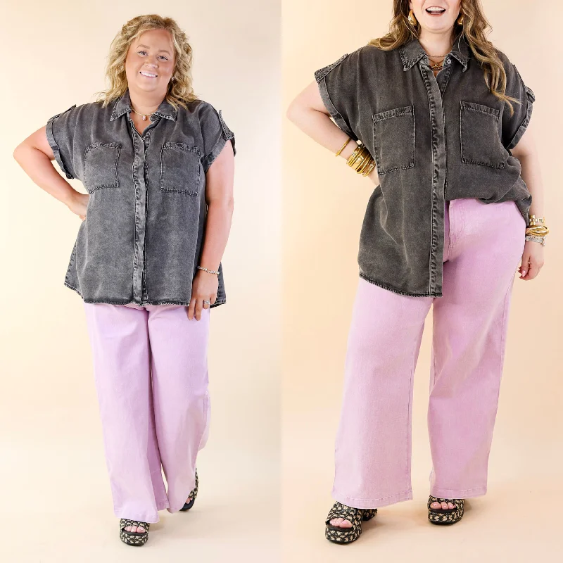 Women's Plus-Size Garments Sleek Style Discounts The Best Cropped Wide Leg Jeans in Lavender Purple