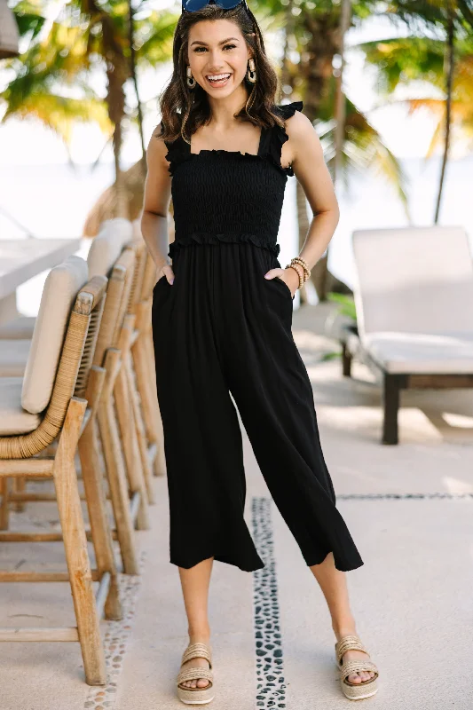 Women's Elegant Evening Attire Flash Sale Fever All For You Black Smocked Jumpsuit