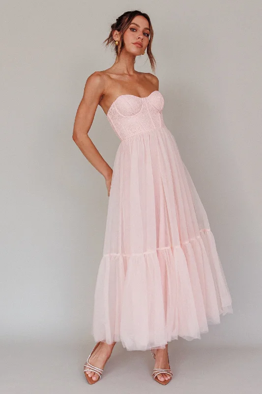 Women's Luxury Attire Flash Sale Dancing With Me Sweetheart Tulle Midi Dress Pink