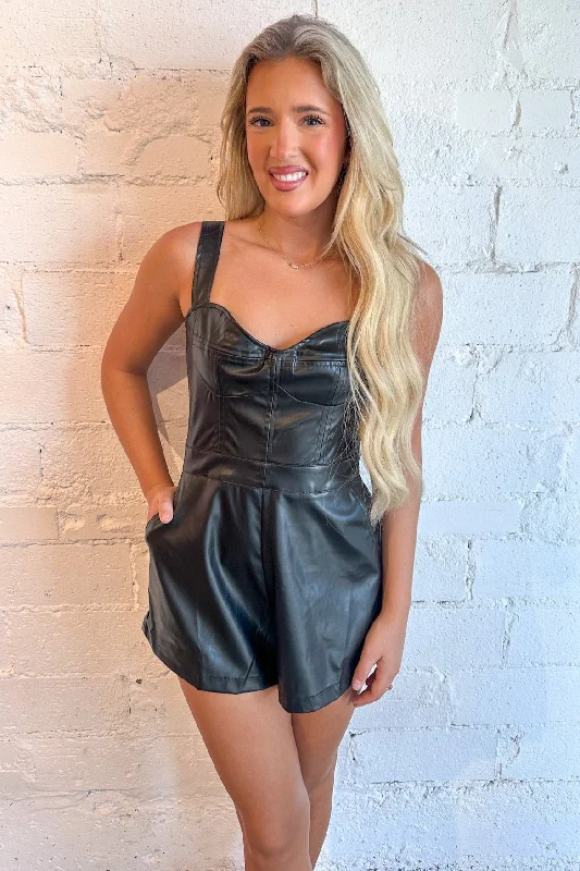 Women's Work Outfit For The Office Timeless Elegance Sale Vegan Leather Romper