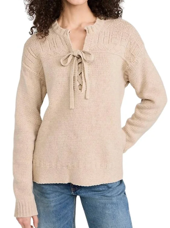 Vintage-Inspired Women's Clothes Limited Time Deal End Guernsey Pullover Sweater In Linen