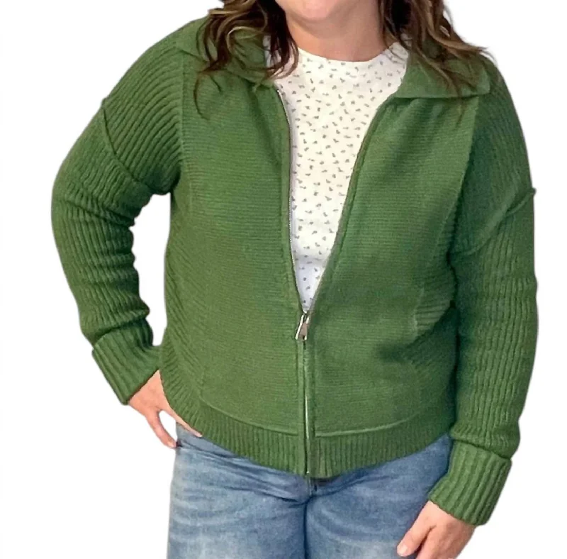 Women's Outerwear Garments Low Price Special Cardigan Jacket In Green