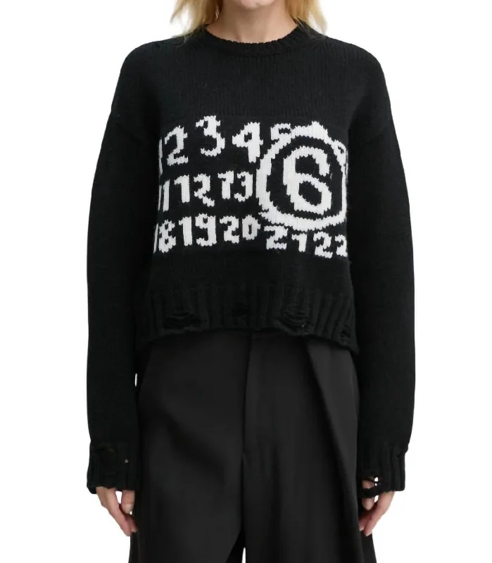 Women's Festive Attire Feminine Luxe Style Sale Wool Sweater In Black/white