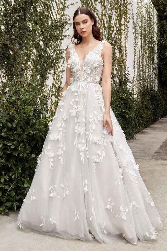 Vintage-Inspired Women's Apparel Fashion Forward Andrea & Leo A1042W Long White Couture Floral Wedding Dress