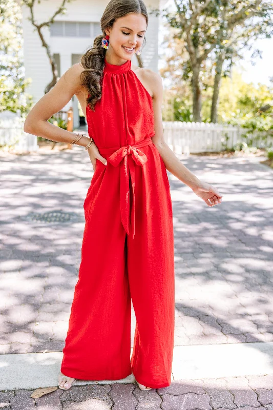 Timeless Women's Garments Discover Now Present Beauty Red Halter Jumpsuit