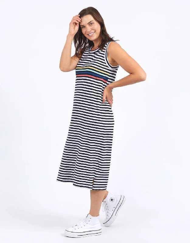 Women's Everyday Garments Sophisticated Fashion Lyric Tank Dress - Navy/White Stripe