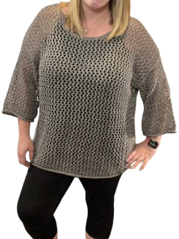 Women's Weekend Outfit Easy Elegance Sales Open Weave Castlerock Sweater In Grey