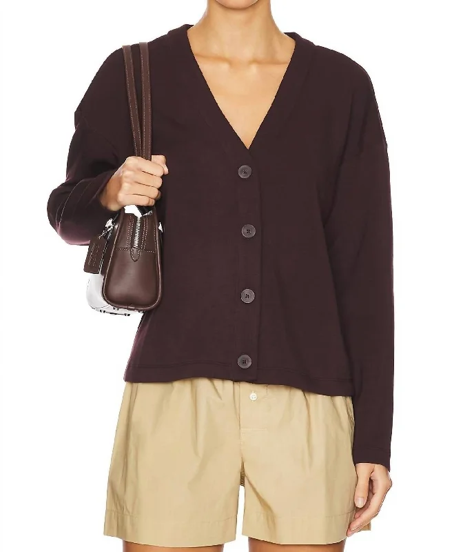 Women's Chic Outfit Cozy Chic Promotions Air Essential Cardigan In Truffle Brown