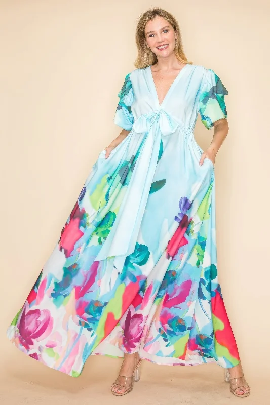 Women's Plus-Size Attire Discover Now Printed V Neck Maxi Dress