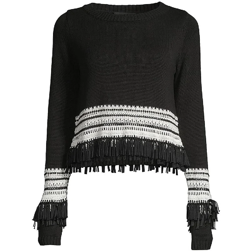 Women's Evening Wear Attire Smart Casual Deals Womens Fringe Trim Knit Pullover Sweater