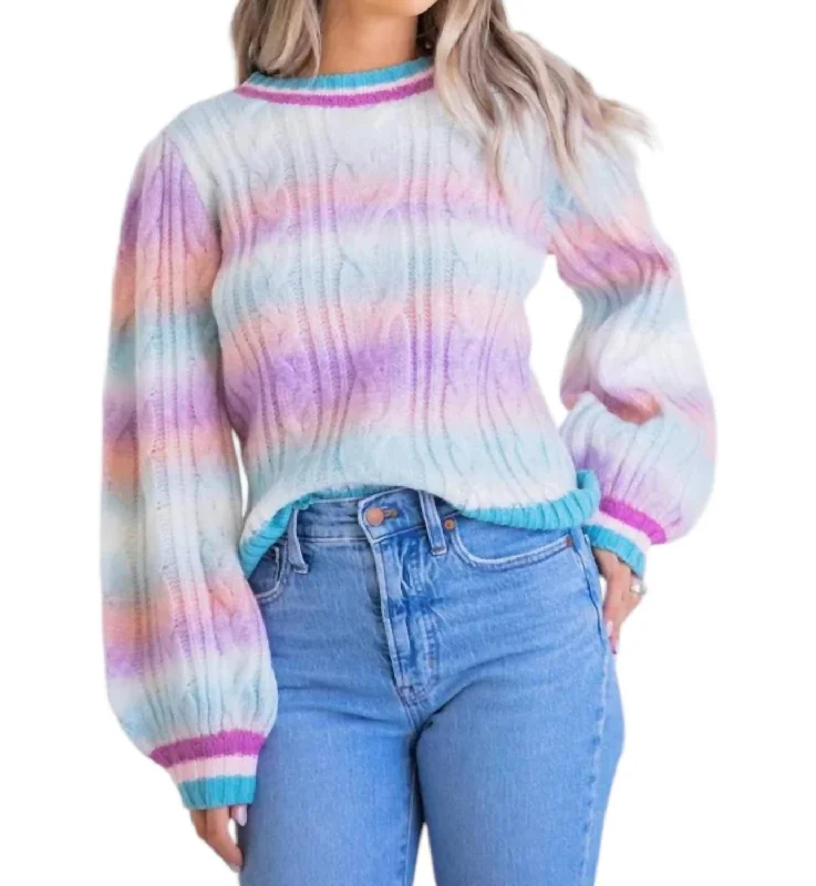 Women's Functional Apparel For Outdoor Activities Gift Ideas Cable Yarn Sweater In Multi Color