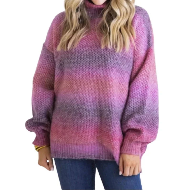 Women's Clothing For Everyday Wear Chic And Edgy Boho Mix Sweater In Mauve