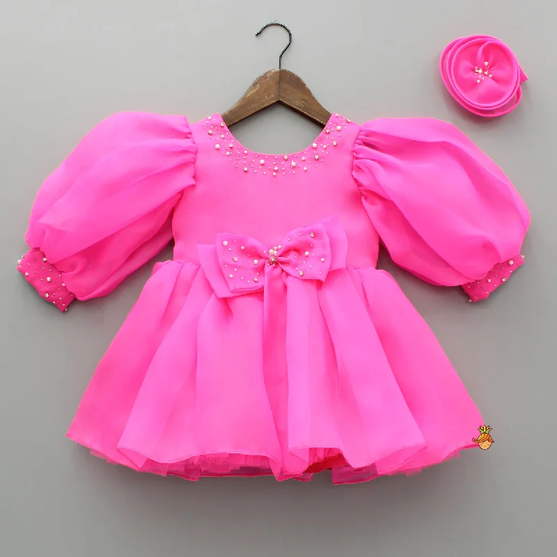 Women's Everyday Clothes Classic Elegance Sales Pink Embellished Dress With Matching Swirled Hair Clip