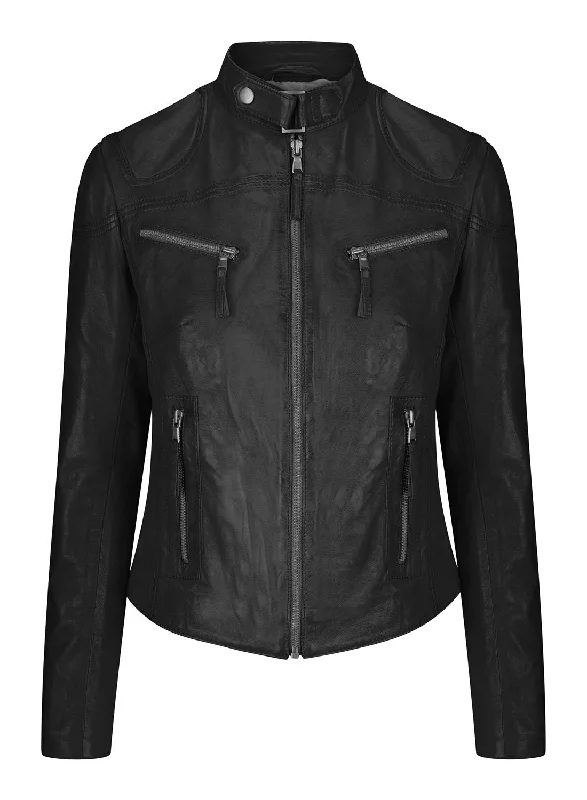 Women's Clothing For Special Occasions Real Leather Vintage Slim Fit Biker Jacket