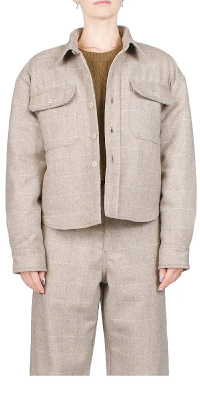 Tailored Clothing For Women Shrunken Cpo Jacket In Tan Herringbone