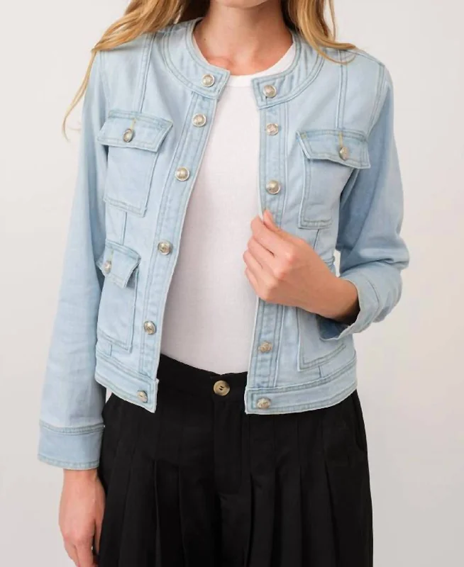 Must-Have Clothing Styles Now At Incredible Discounts Ellie Denim Jacket In Blue