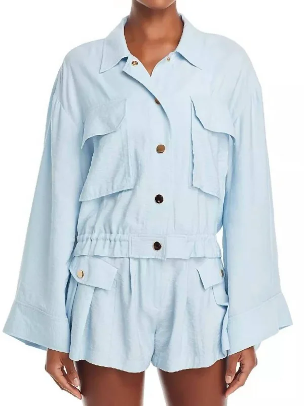 Stylish And Comfortable Clothing For Women Chelsea Snap Front Jacket In Crystal Blue