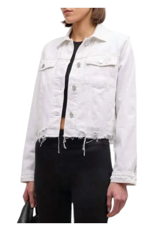 Women's Holiday Clothing Vintage Denim Jacket In White