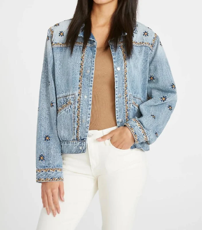 Women's Elegant Clothes Snap Denim Jacket In Vegas