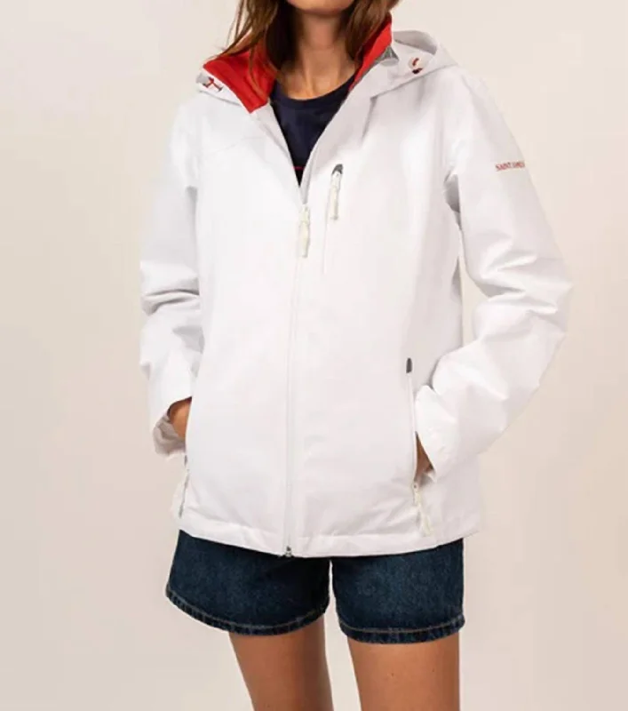 Women's Chic Outerwear Garments Ste Donna Rainjacket In White/orange