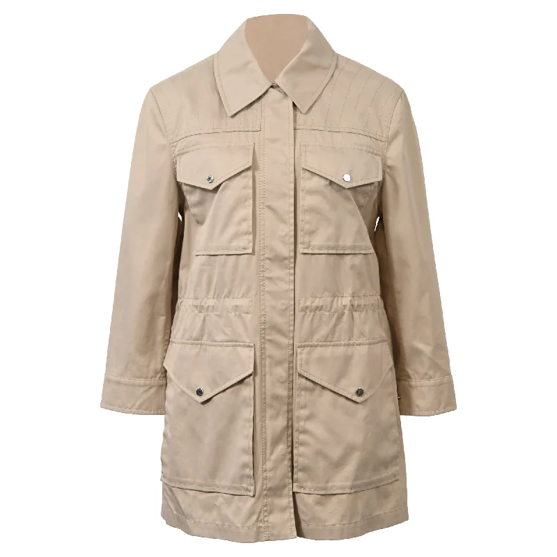 Women's Trendy Clothing Hermès Buttoned Windbreaker Jacket in Beige Cotton