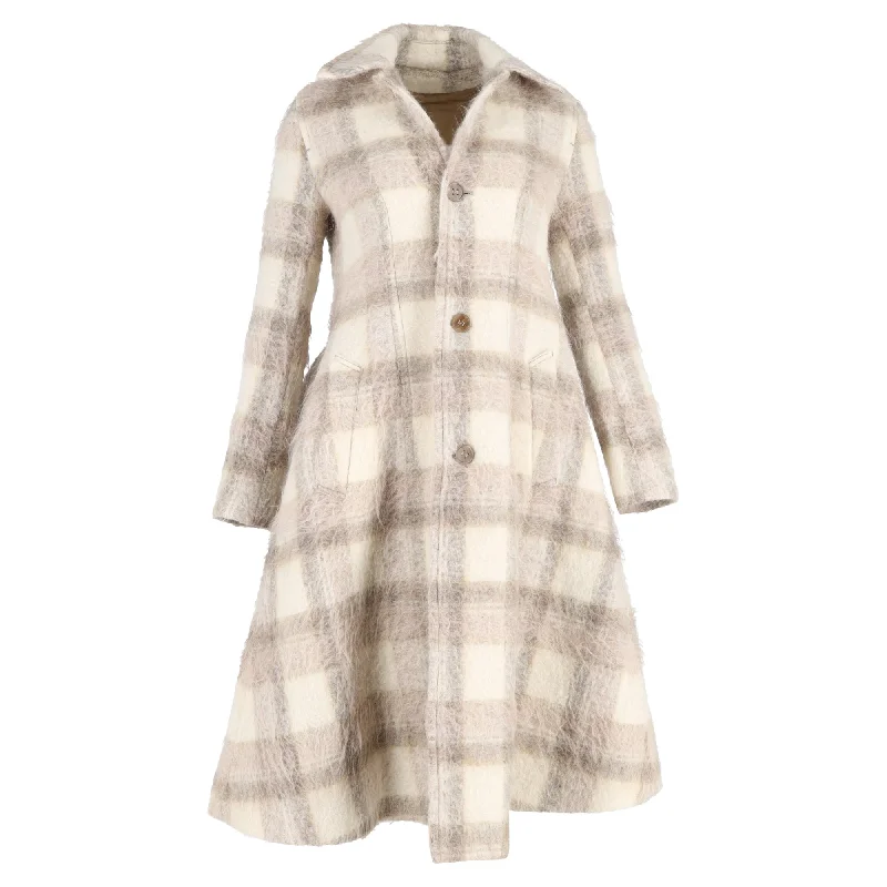 Women's Holiday Clothes Acne Studios Checkered Belted Coat in Brown Alpaca Wool