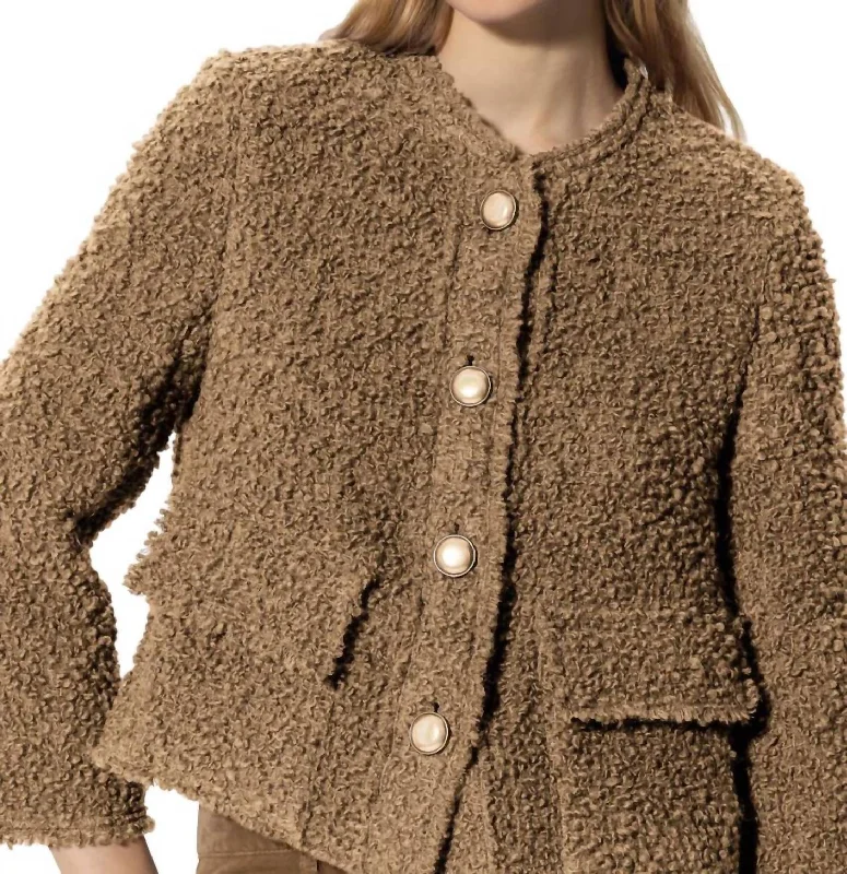 Women's Work Outfit For The Office Boucle Wool Jacket In Miso