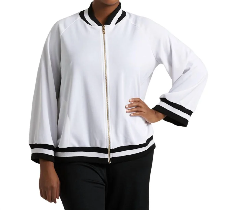 Stylish Outerwear Clothing For Women Plus Size Hudson Bomber Jacket In White