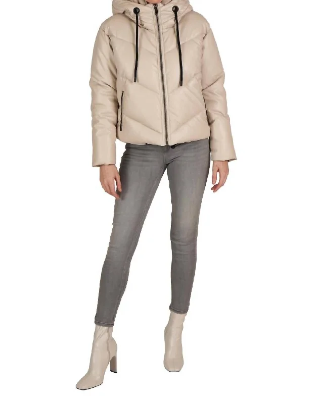 Women's Evening Clothes Puffer Jacket In Beige