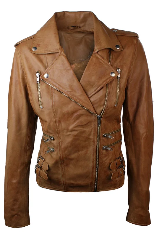 Women's Professional Apparel Soft Leather Racing Biker Short Jacket