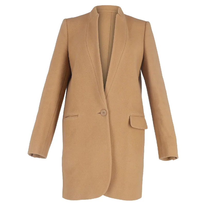 Timeless Women's Apparel Stella Mccartney Single-Breasted Coat with Pockets in Brown Wool